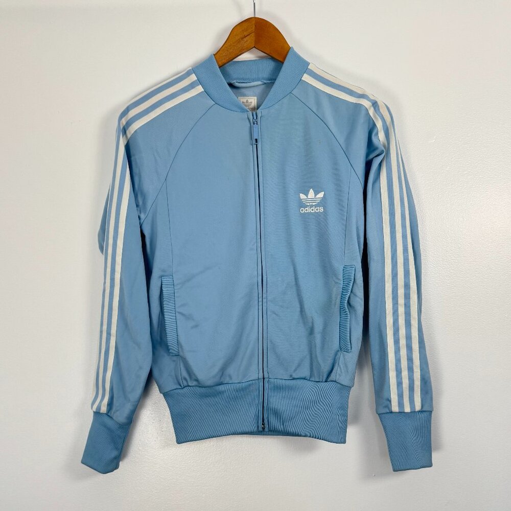 Pre-loved ADIDAS Light Blue Original Women's Jacket - Size S